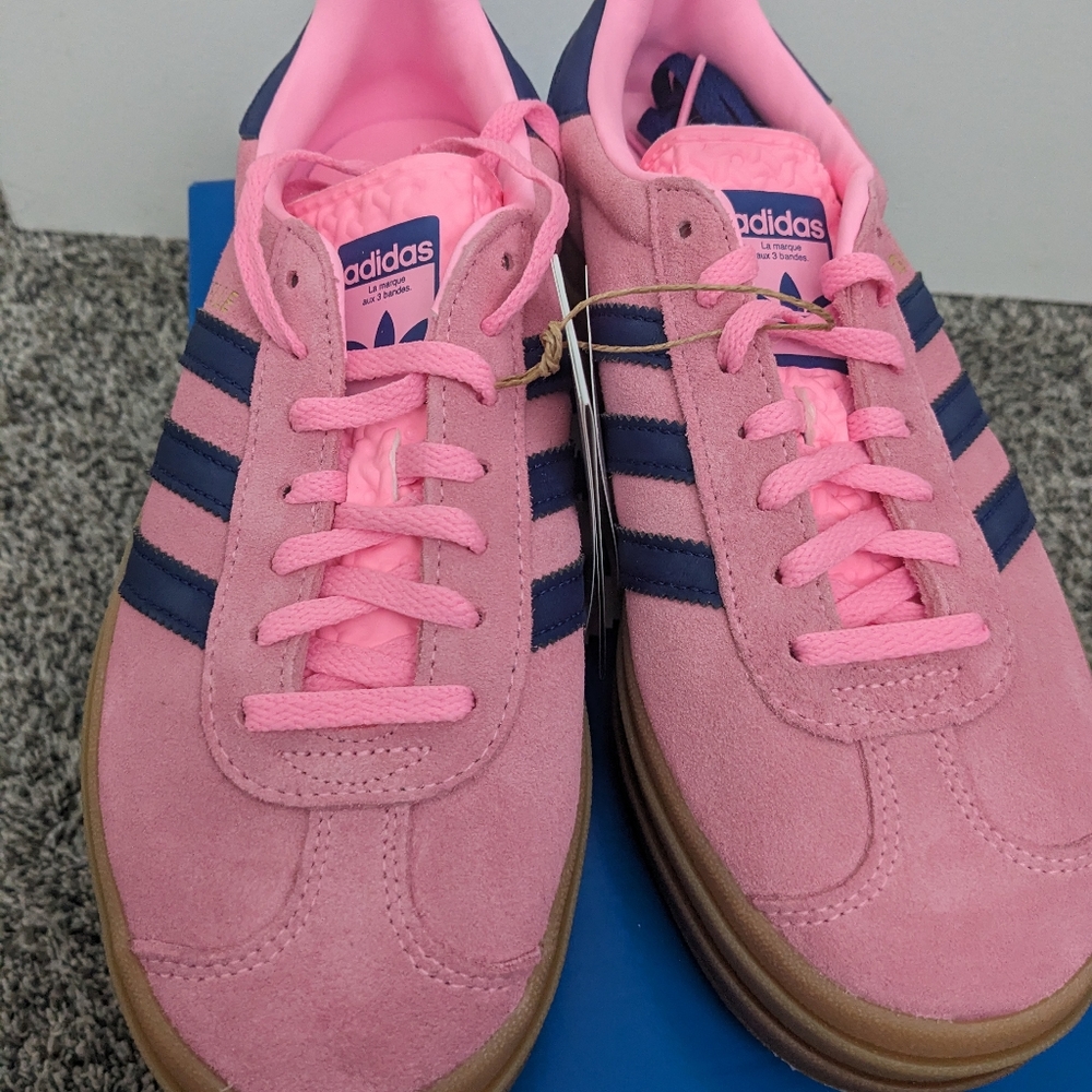 adidas Gazelle Pink and Navy Athletic Shoes - Picture 7 of 10